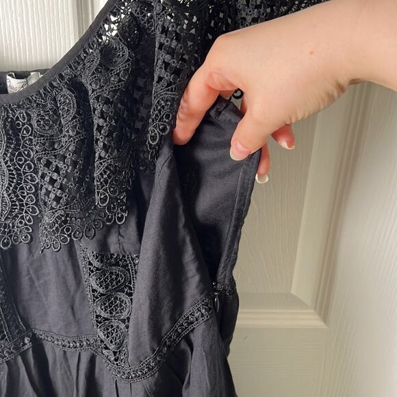 Charo Ruiz Ibiza Black Off Shoulder Lace Layered Asymmetric Vaiana Dress L - Picture 10 of 12